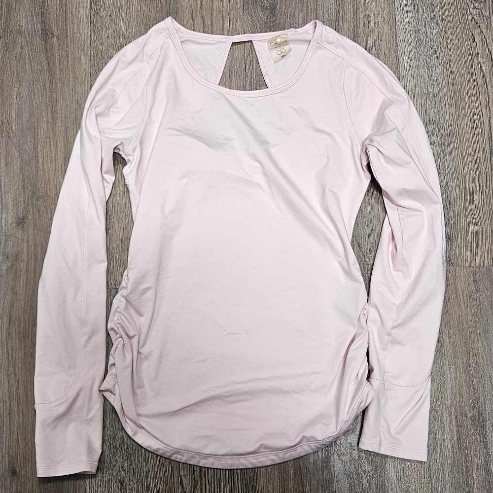 Calia By Carrie Underwood  Cut Out Back Long Sleeves Shirt Size XS light pink